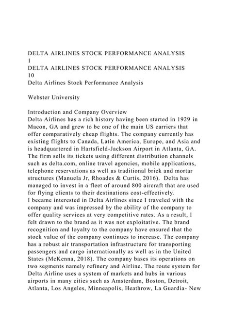 A Detailed Overview of Delta Airlines' Stock Price Performance