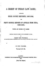 A Digest of Indian Law Cases; Containing High Court Reports and Privy Council Reports of Appeals fro Kindle Editon