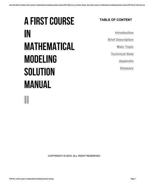 A FIRST COURSE IN MATHEMATICAL MODELING SOLUTION MANUAL Ebook Kindle Editon