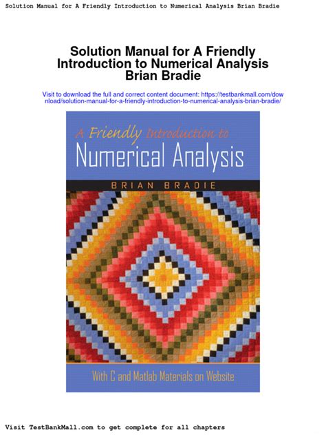A FRIENDLY INTRODUCTION TO NUMERICAL ANALYSIS SOLUTIONS Ebook Kindle Editon
