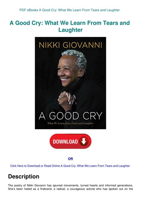 A Good Cry What We Learn From Tears and Laughter Reader