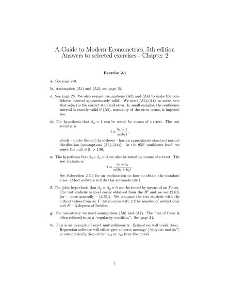 A Guide To Modern Econometrics Answers PDF