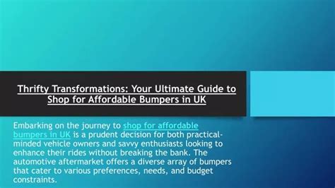 A Guide to Affordable Transformations