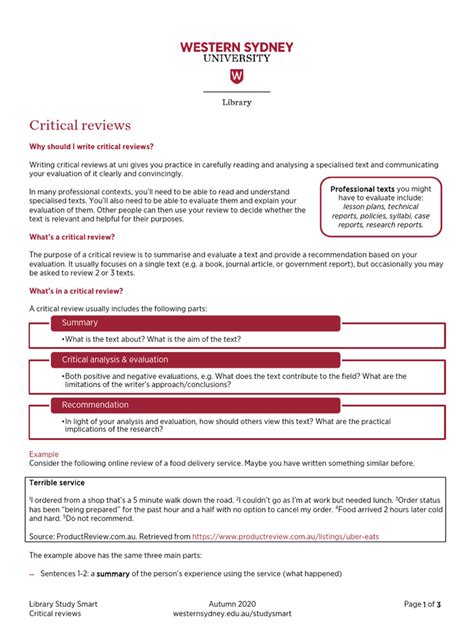 A Guide to Critical Reviews Reader