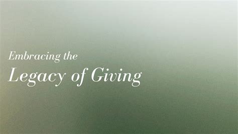 A Legacy of Giving