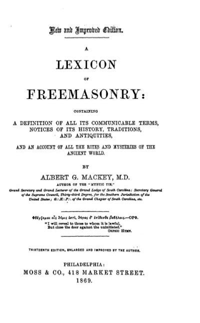 A Lexicon of Freemasonry Doc