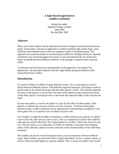 A Logic Based Approach To Conflict Resolution Doc