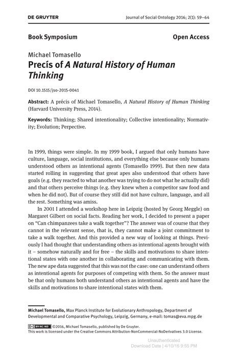 A Natural History of Human Thinking Kindle Editon