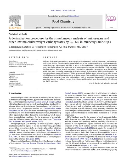 A Novel Procedure for Qualifying and Quantifying Carbohydrates by Derivatization of Mono- Doc