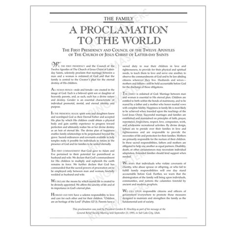 A Proclamation To The World Printable