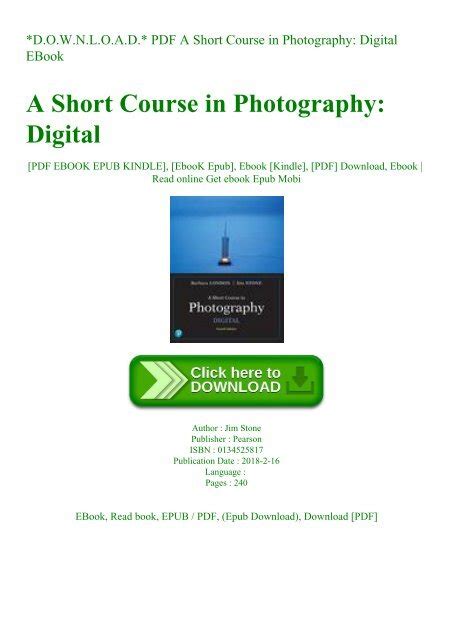 A Short Course In Digital Photography (2nd Ebook Epub