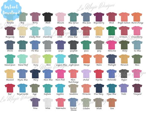 A Spectrum of Comfort: Exploring Comfort Colors Shirt Colors