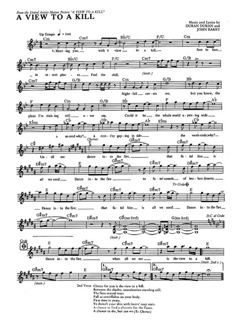 A View to a Kill Sheet Music Kindle Editon