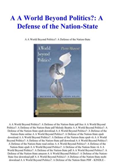 A World Beyond Politics: A Defense of the Nation-State Ebook Epub