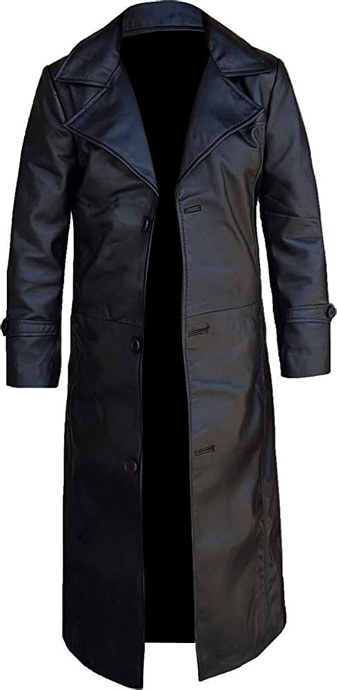 A black leather trench coat: