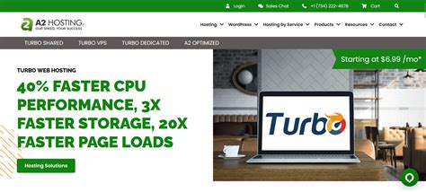 A2 Hosting Turbo Servers showcasing 20x faster speed
