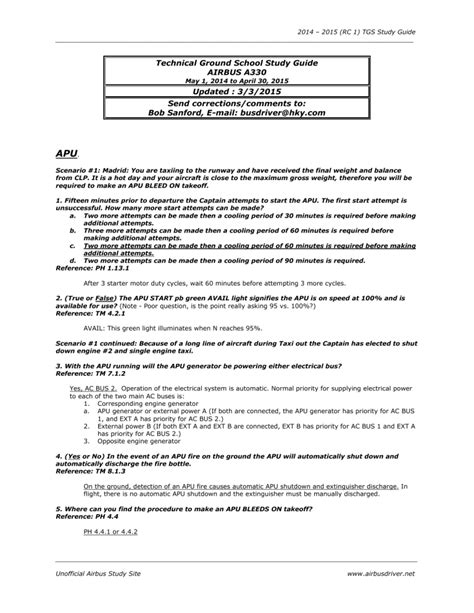 A330 Technical Ground School Study Guide Questions And Answers Reader