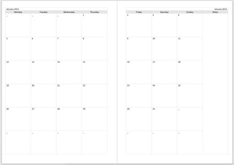 A5 Calendar Printable