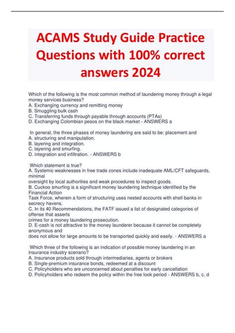 ACAMS PRACTICE QUESTIONS Ebook Epub