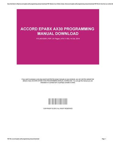ACCORD EPABX AX30 MANUAL Ebook Reader