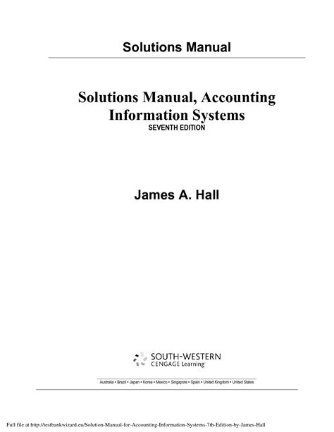 ACCOUNTING INFORMATION SYSTEMS JAMES HALL 7TH EDITION SOLUTIONS MANUAL Ebook Epub