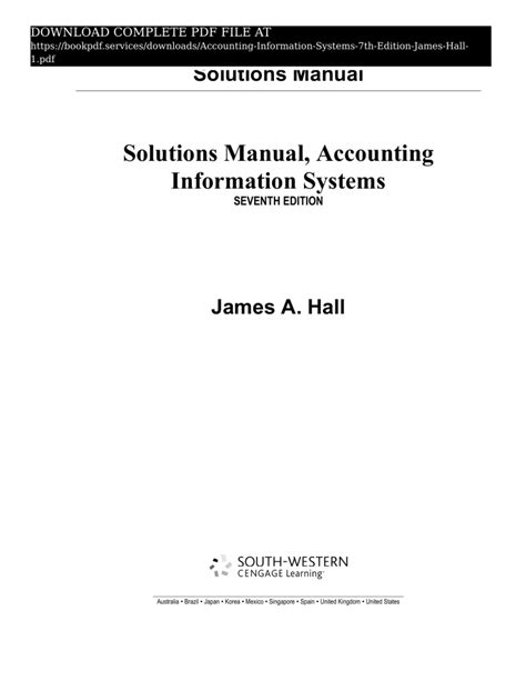 ACCOUNTING INFORMATION SYSTEMS JAMES HALL 7TH EDITION SOLUTIONS MANUAL Ebook Epub