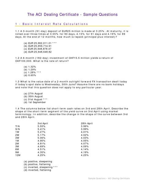 ACI DEALING CERTIFICATE SAMPLE QUESTIONS Ebook Doc