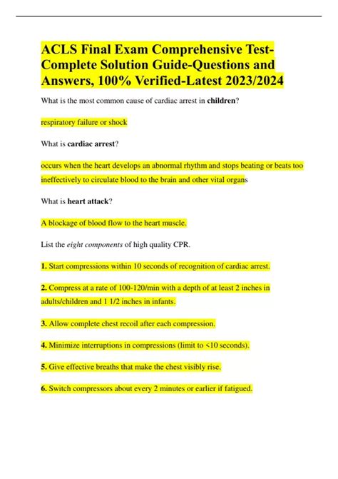 ACLS FINAL EXAM ANSWERS Ebook Epub