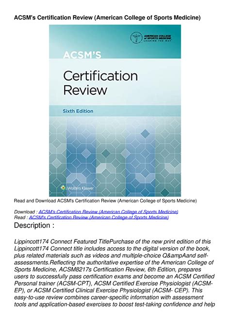 ACSMs Certification Review PDF Doc