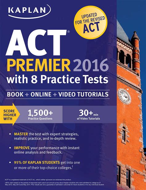 ACT Premier 2016-2017 with 8 Practice Tests Online Video Tutorials Book Kaplan Test Prep Doc