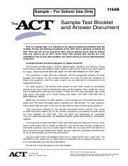 ACT SAMPLE TEST 1165D ANSWERS Ebook Epub