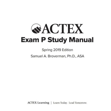 ACTEX EXAM P STUDY MANUAL Ebook Kindle Editon