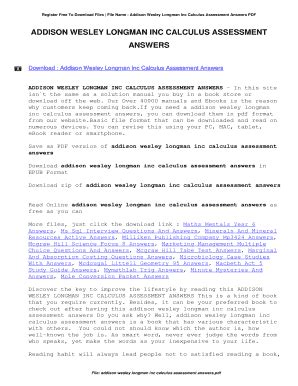 ADDISON WESLEY LONGMAN INC CALCULUS ASSESSMENT ANSWERS Ebook Doc