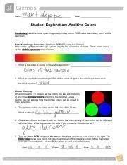 ADDITIVE COLORS GIZMO ANSWER SHEET Ebook Reader