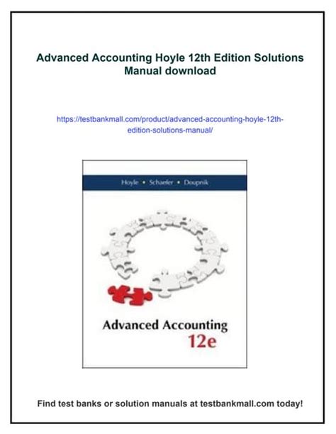 ADVANCED ACCOUNTING HOYLE 12TH EDITION Ebook Epub