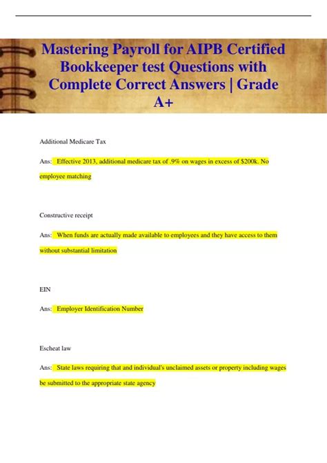 AIPB BOOKKEEPING TEST ANSWERS Ebook Kindle Editon