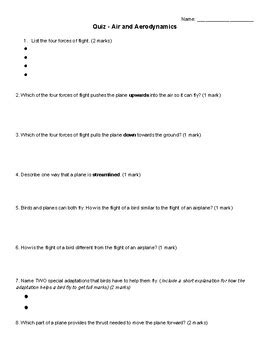 AIR AND AERODYNAMICS GRADE 6 SCIENCE WORKSHEETS Ebook Epub