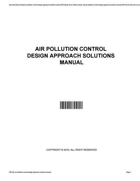 AIR POLLUTION CONTROL DESIGN APPROACH SOLUTIONS MANUAL Ebook Doc