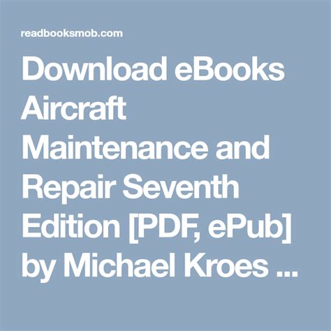 AIRCRAFT MAINTENANCE AND REPAIR BOOK FREE DOWNLOAD Ebook Epub