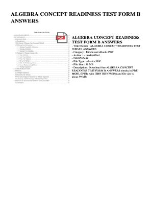ALGEBRA CONCEPT READINESS TEST FORM B ANSWERS Ebook PDF
