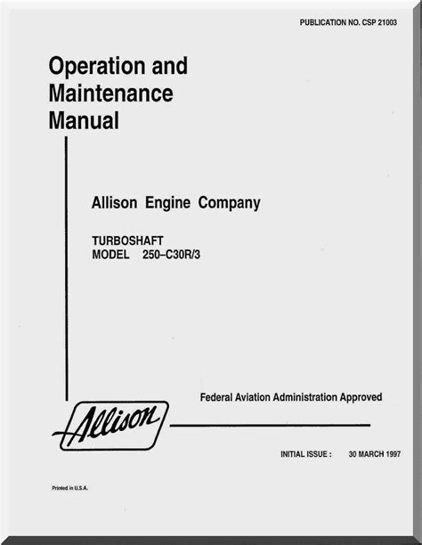 ALLISON 250 MAINTENANCE MANUAL Ebook Doc