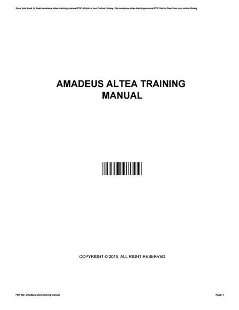 AMADEUS ALTEA TRAINING MANUAL Ebook Reader