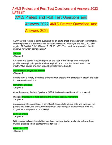 AMLS PRETEST ANSWER KEY Ebook Epub