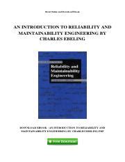 AN INTRODUCTION TO RELIABILITY AND MAINTAINABILITY ENGINEERING PDF DOWNLOAD Ebook PDF