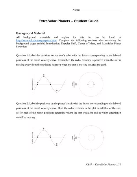 ANSWER KEY FOR EXTRASOLAR PLANETS STUDENT GUIDE Ebook Kindle Editon