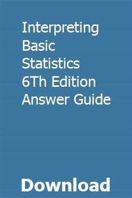 ANSWER KEY INTERPRETING BASIC STATISTICS 6TH EDITION Ebook Epub