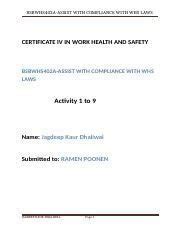 ANSWERS TO CERT 4 WHS BSBWHS402A Ebook PDF