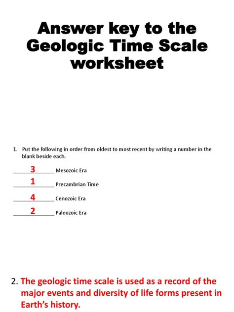 ANSWERS TO GEOLOGIC TIME SCALE LAB Ebook PDF