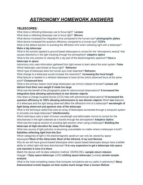 ANSWERS TO THE SMARTWORK HOMEWORK FOR ASTRONOMY BING Ebook PDF