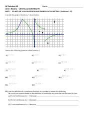 AP Calculus AB Unit 1 Review: Preparation for Success